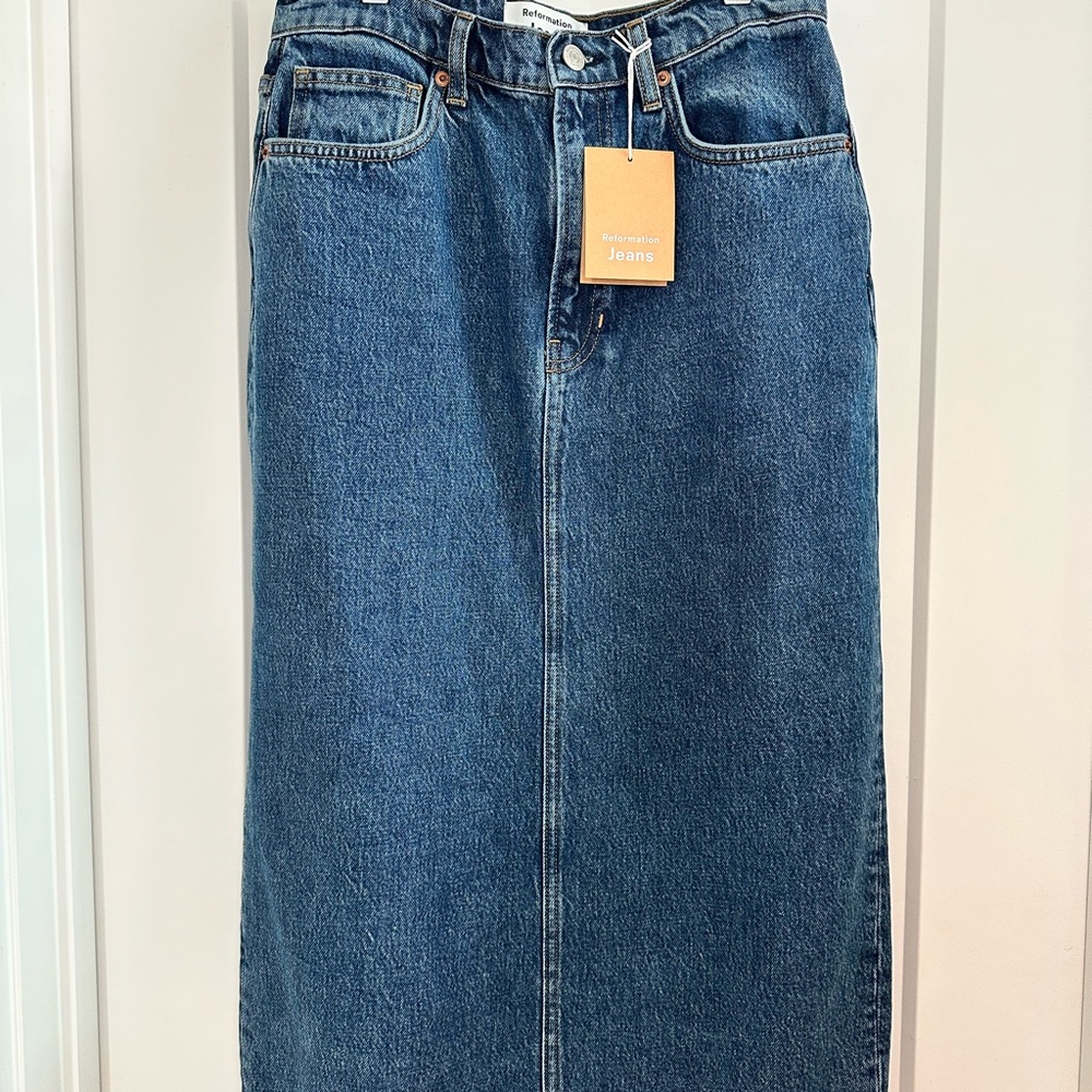 NWT Jayde High Rise Midi Denim Skirt